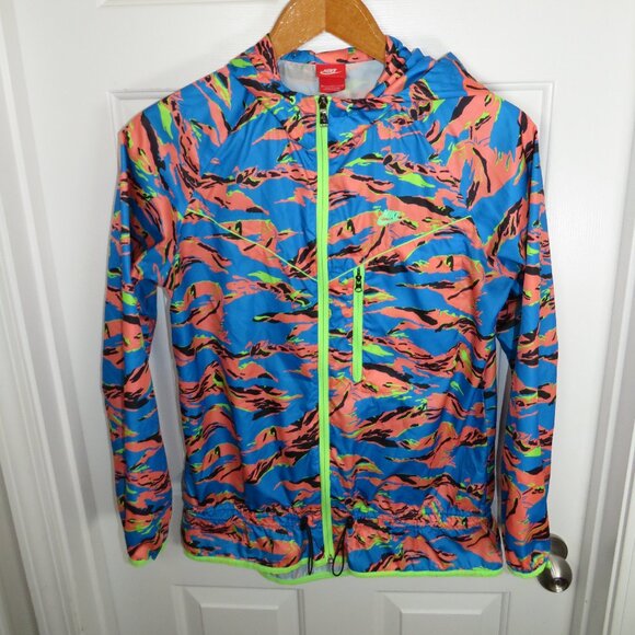 Nike Women's Packable Full Zip Tiger Camo Trail Running Jacket 546390-455 Size M - Picture 1 of 4
